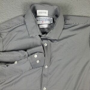 Mizzen + Main Shirt Mens Size XL Gray Check Button Up Long Sleeve
